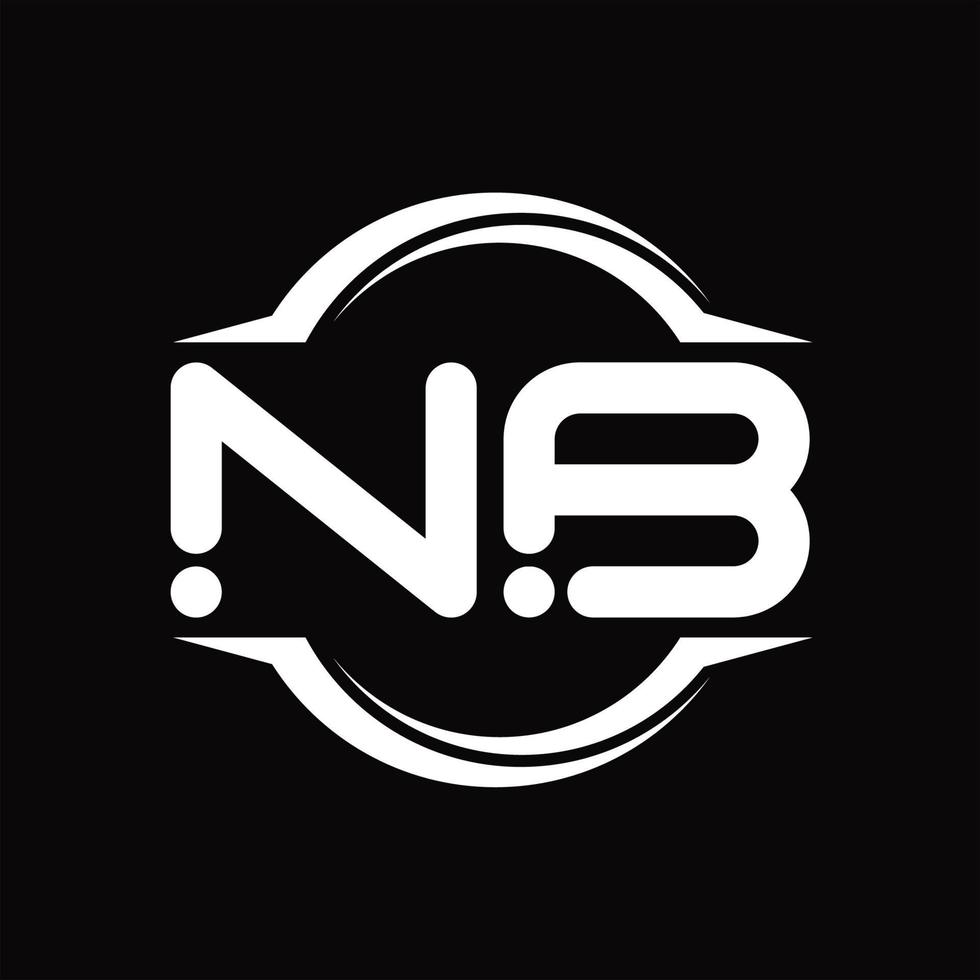 nb logo monogramma con cerchio arrotondato fetta forma design modello vettore