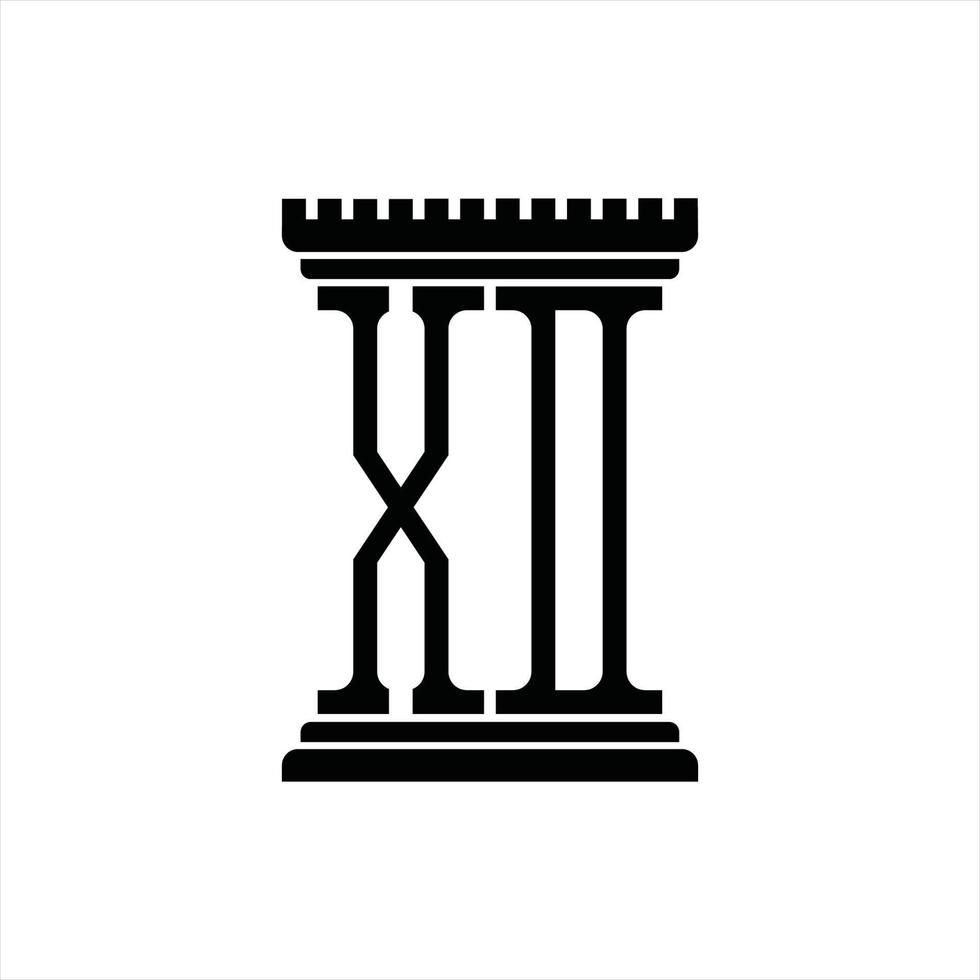 xd logo monogramma con pilastro forma design modello vettore