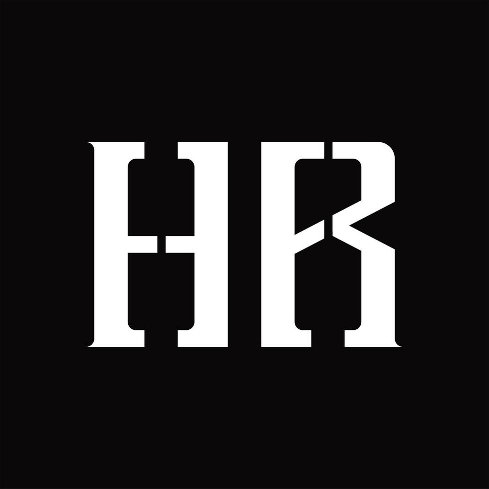 hr logo monogramma con mezzo fetta design modello vettore