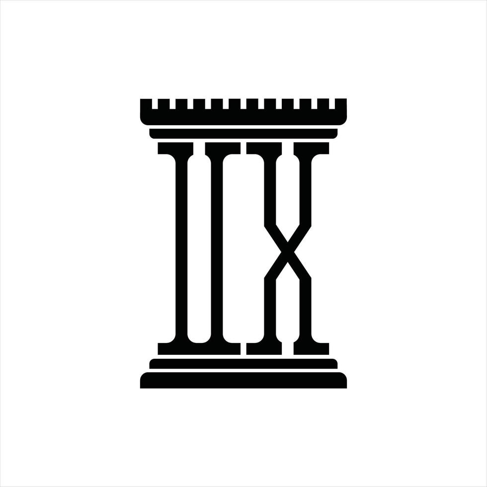 UX logo monogramma con pilastro forma design modello vettore