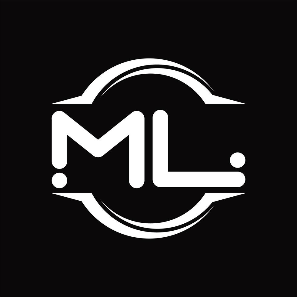 ml logo monogramma con cerchio arrotondato fetta forma design modello vettore