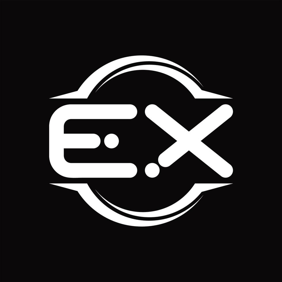 ex logo monogramma con cerchio arrotondato fetta forma design modello vettore