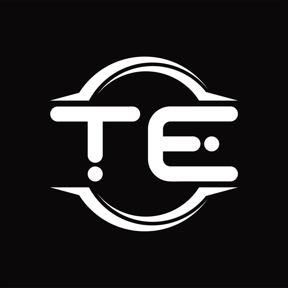 TE logo monogramma con cerchio arrotondato fetta forma design modello vettore