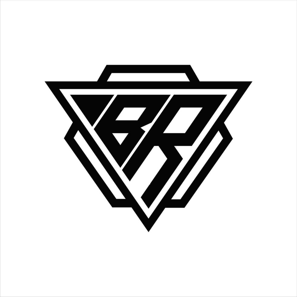 br logo monogramma con triangolo e esagono modello vettore