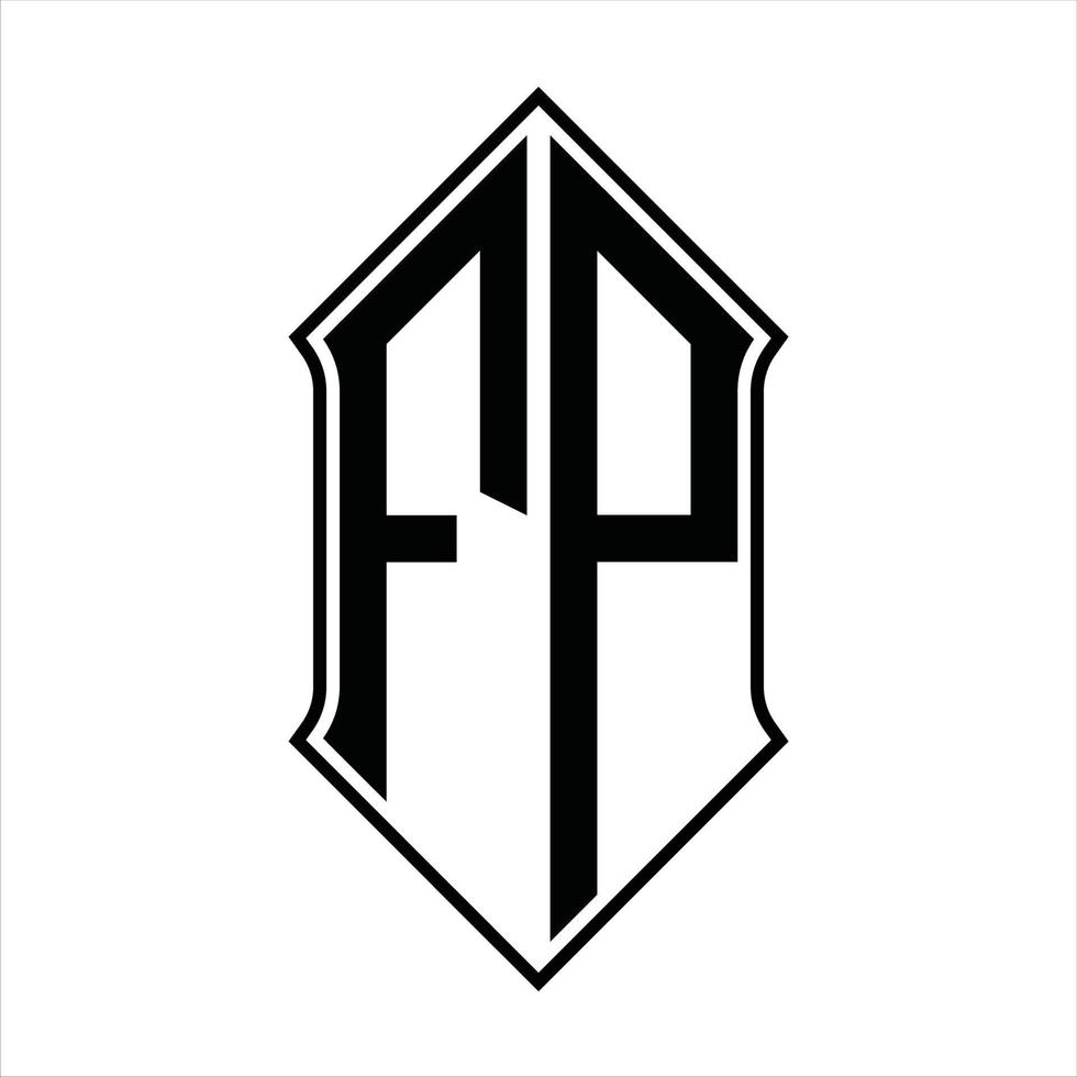 fp logo monogramma con forma di scudo e schema design modello vettore icona astratto