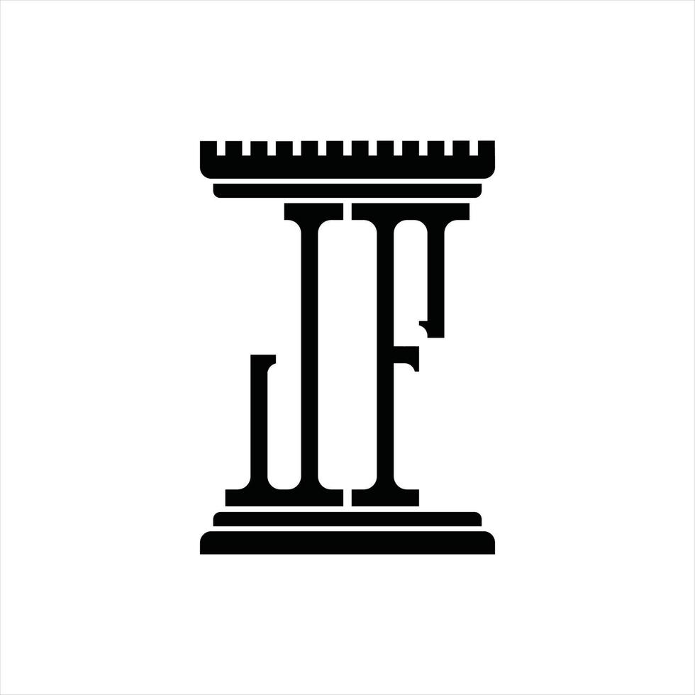 jf logo monogramma con pilastro forma design modello vettore