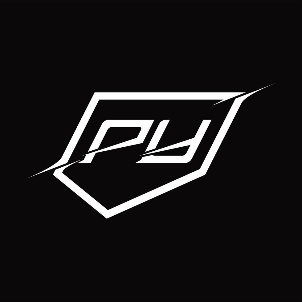 pi logo monogramma lettera con scudo e fetta stile design vettore