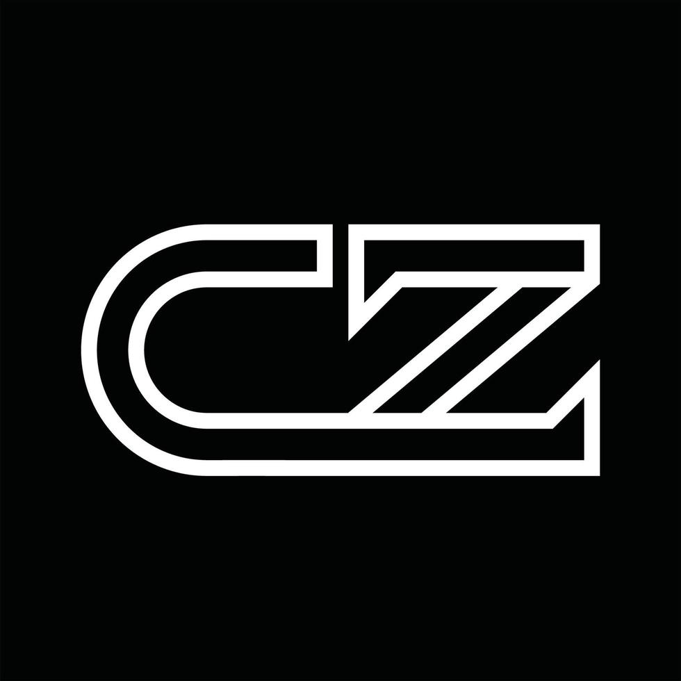 cz logo monogramma con linea stile negativo spazio vettore