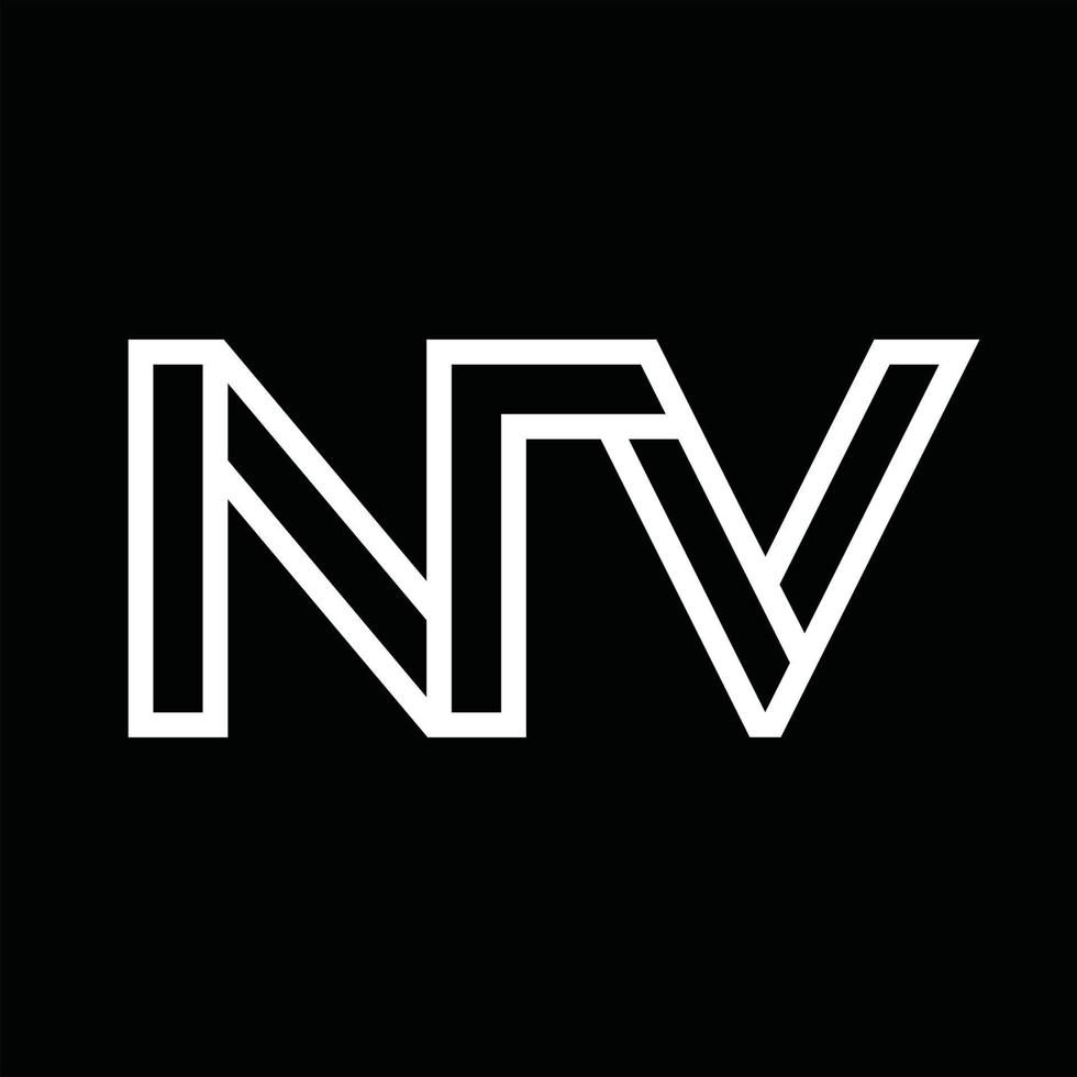 nv logo monogramma con linea stile negativo spazio vettore