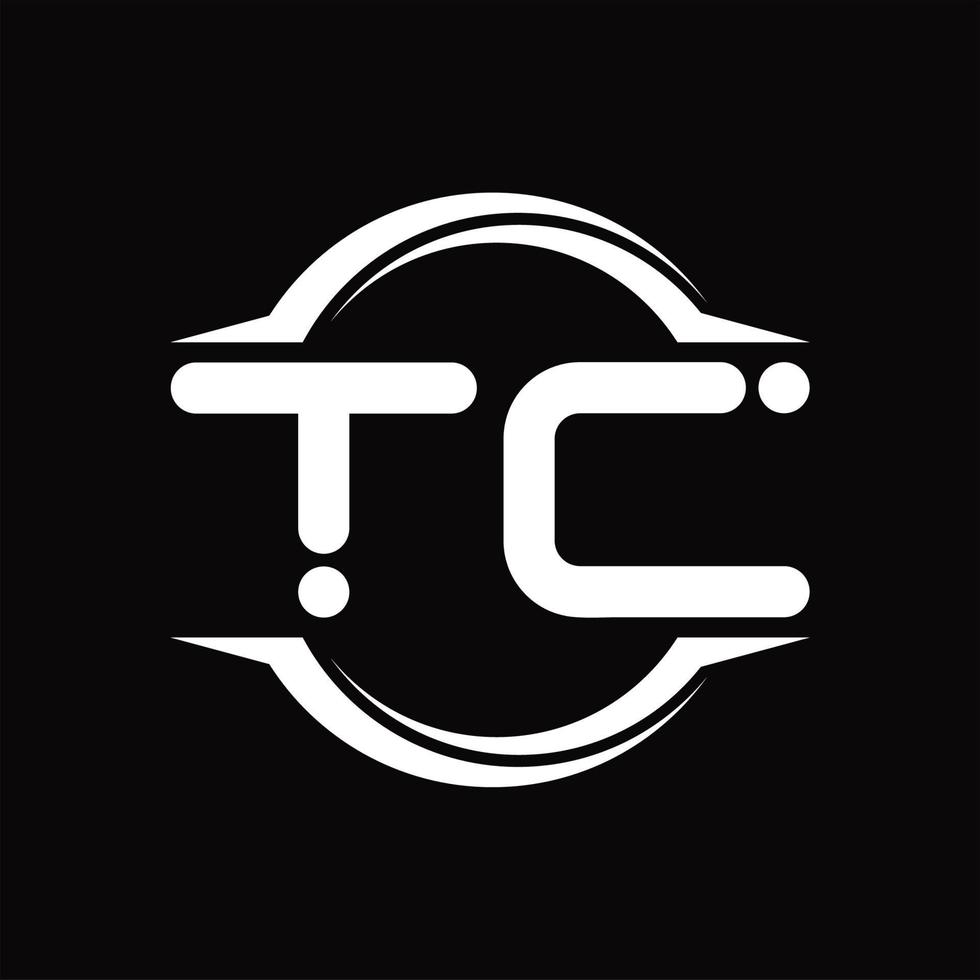 tc logo monogramma con cerchio arrotondato fetta forma design modello vettore