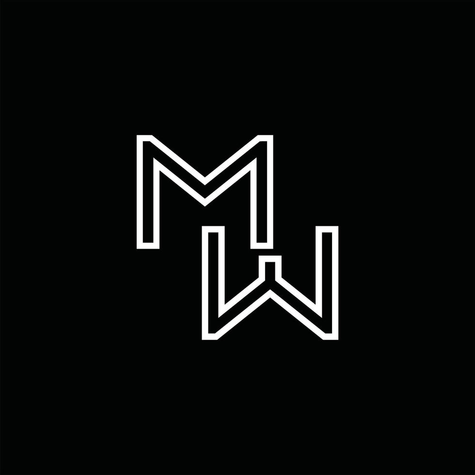 mw logo monogramma con linea stile design modello vettore