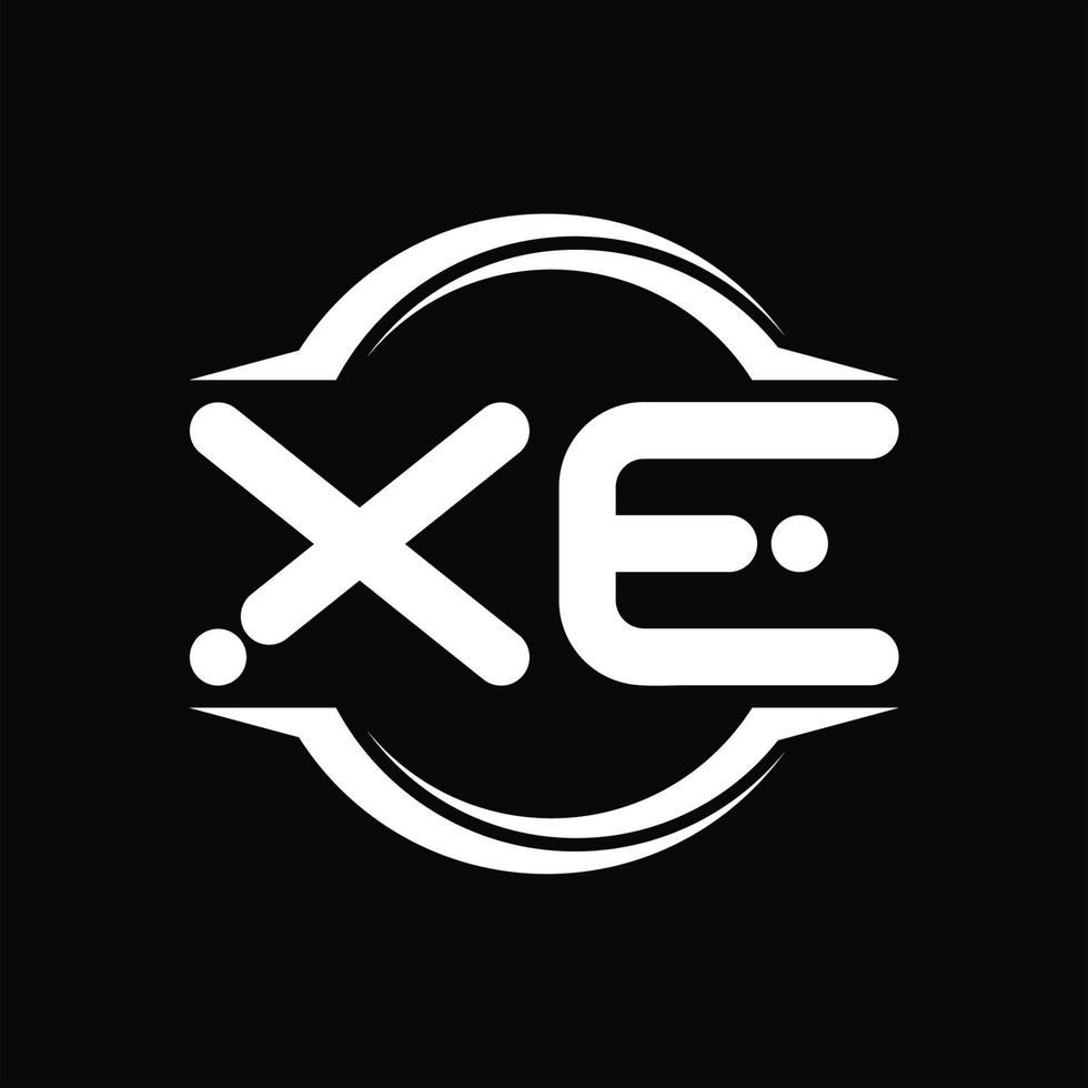 xe logo monogramma con cerchio arrotondato fetta forma design modello vettore