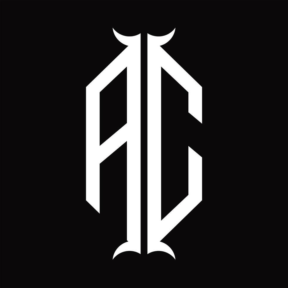 AC logo monogramma con corno forma design modello vettore