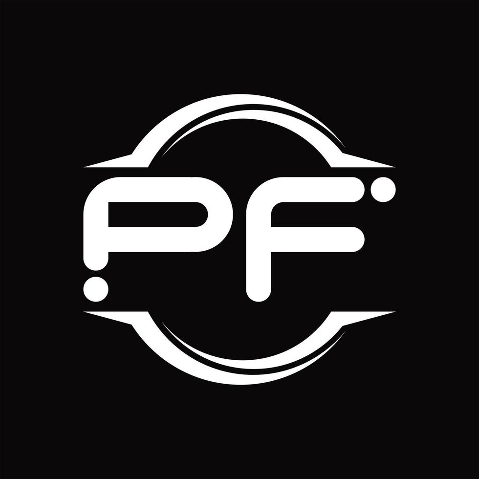 pf logo monogramma con cerchio arrotondato fetta forma design modello vettore
