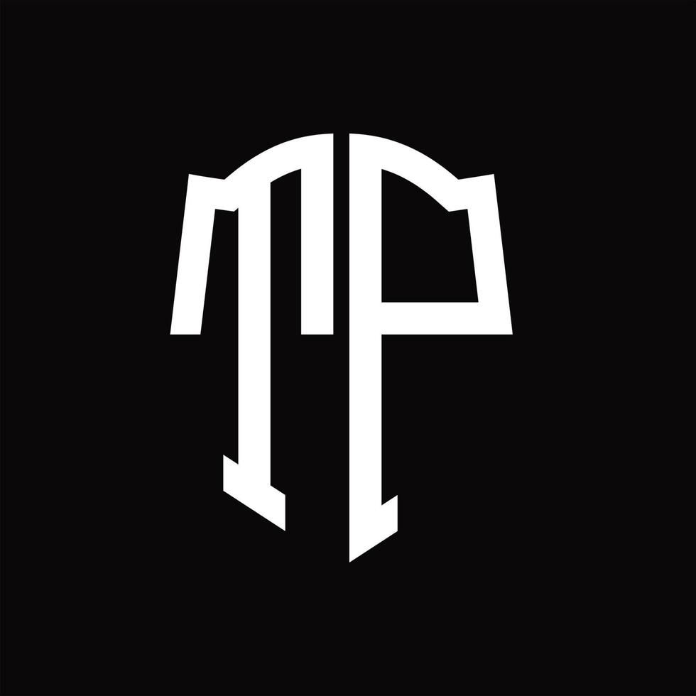 tp logo monogramma con scudo forma nastro design modello vettore