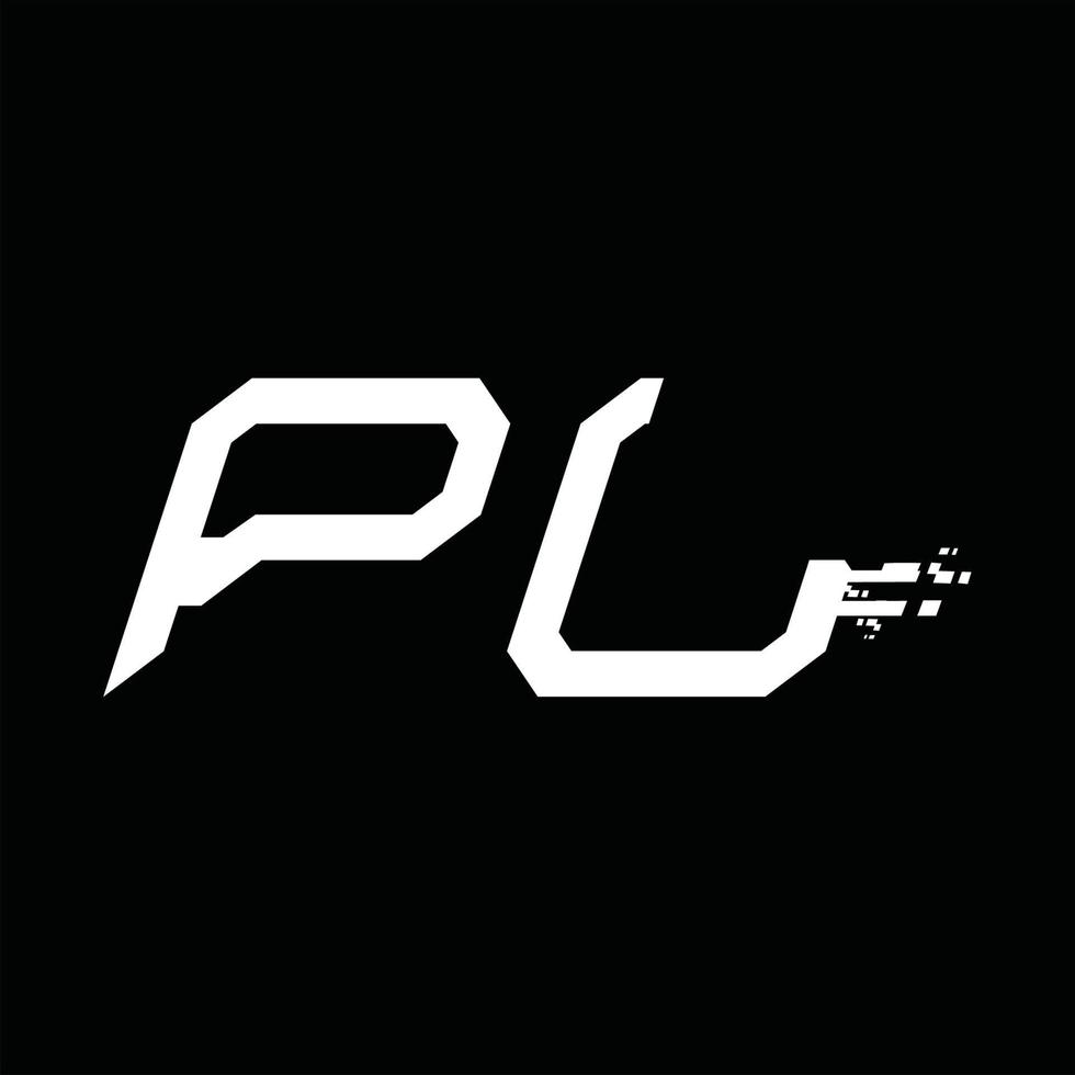 pl logo monogramma astratto velocità tecnologia design modello vettore