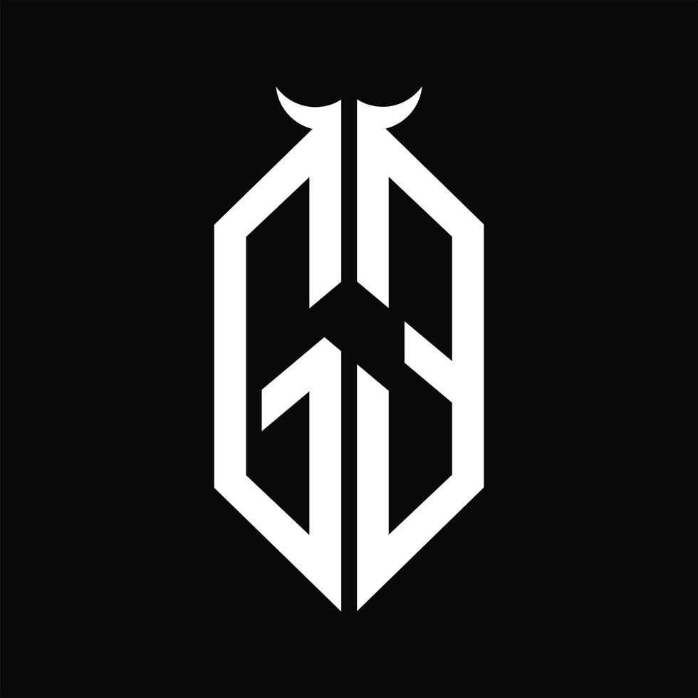 ge logo monogramma con corno forma isolato nero e bianca design modello vettore