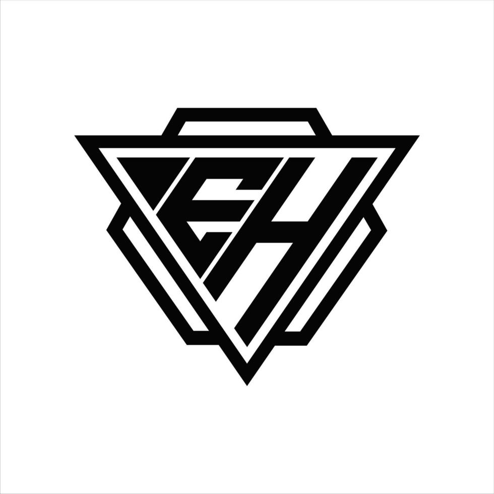 eh logo monogramma con triangolo e esagono modello vettore