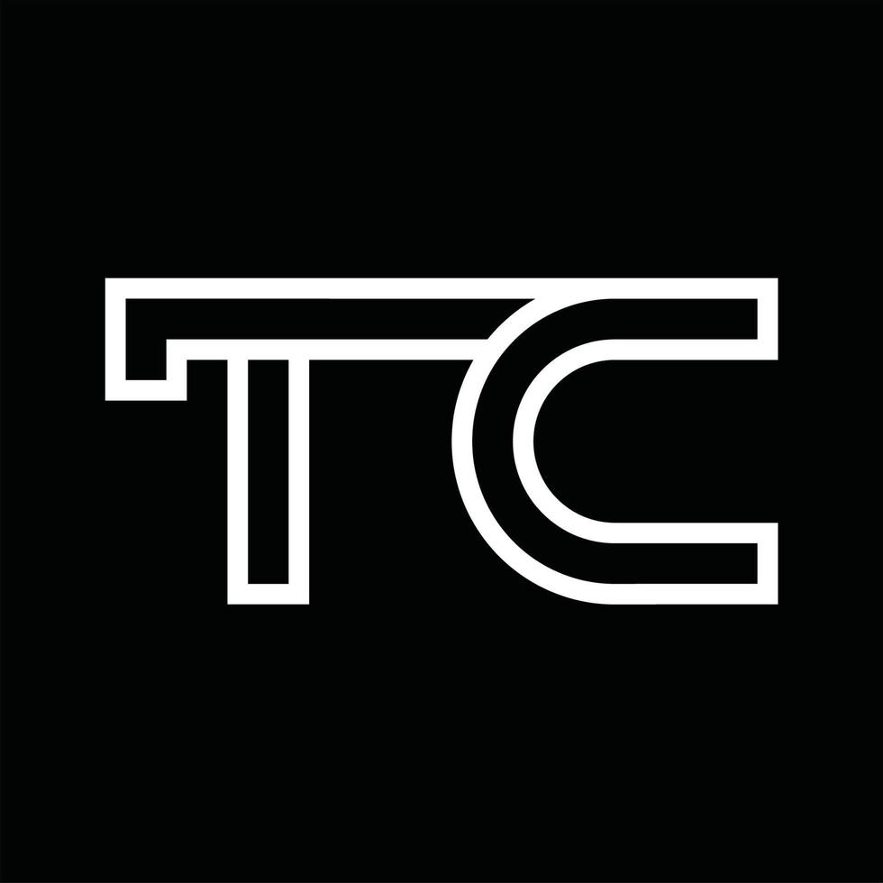 tc logo monogramma con linea stile negativo spazio vettore