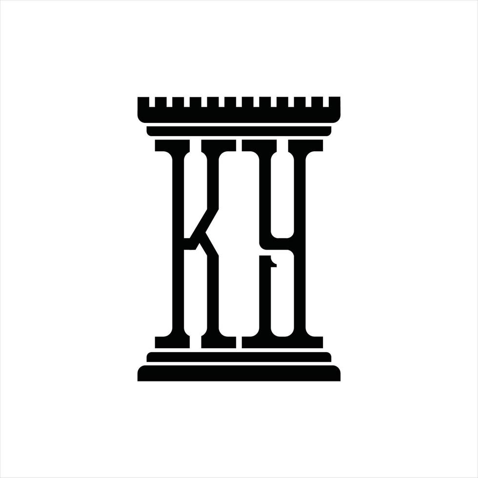 ky logo monogramma con pilastro forma design modello vettore