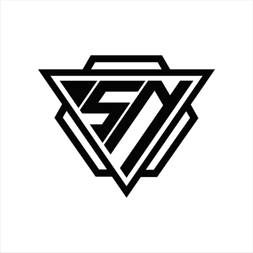 sn logo monogramma con triangolo e esagono modello vettore