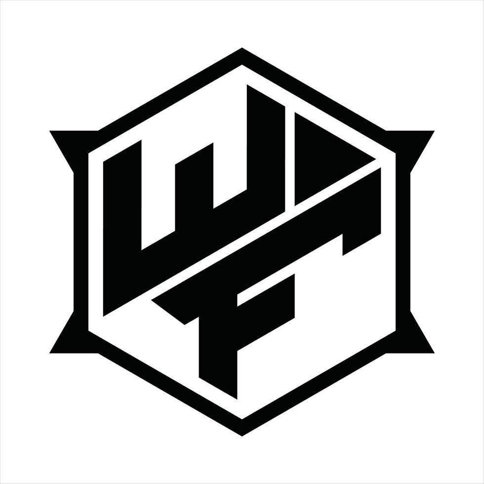 wf logo monogramma design modello vettore