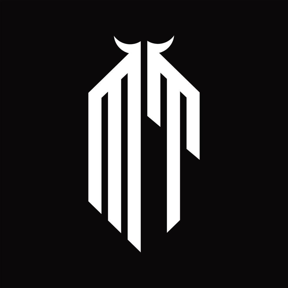 mt logo monogramma con corno forma isolato nero e bianca design modello vettore