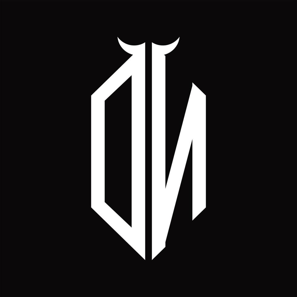 dn logo monogramma con corno forma isolato nero e bianca design modello vettore