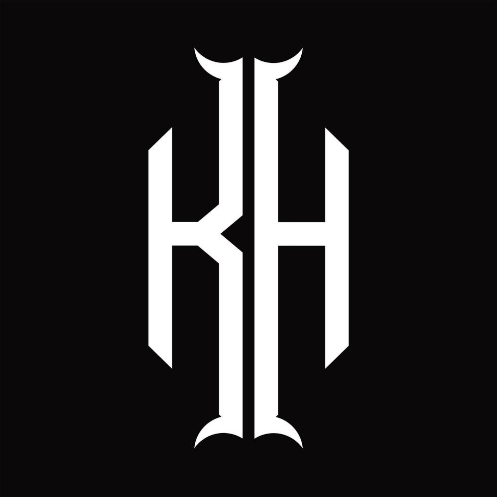 kh logo monogramma con corno forma design modello vettore