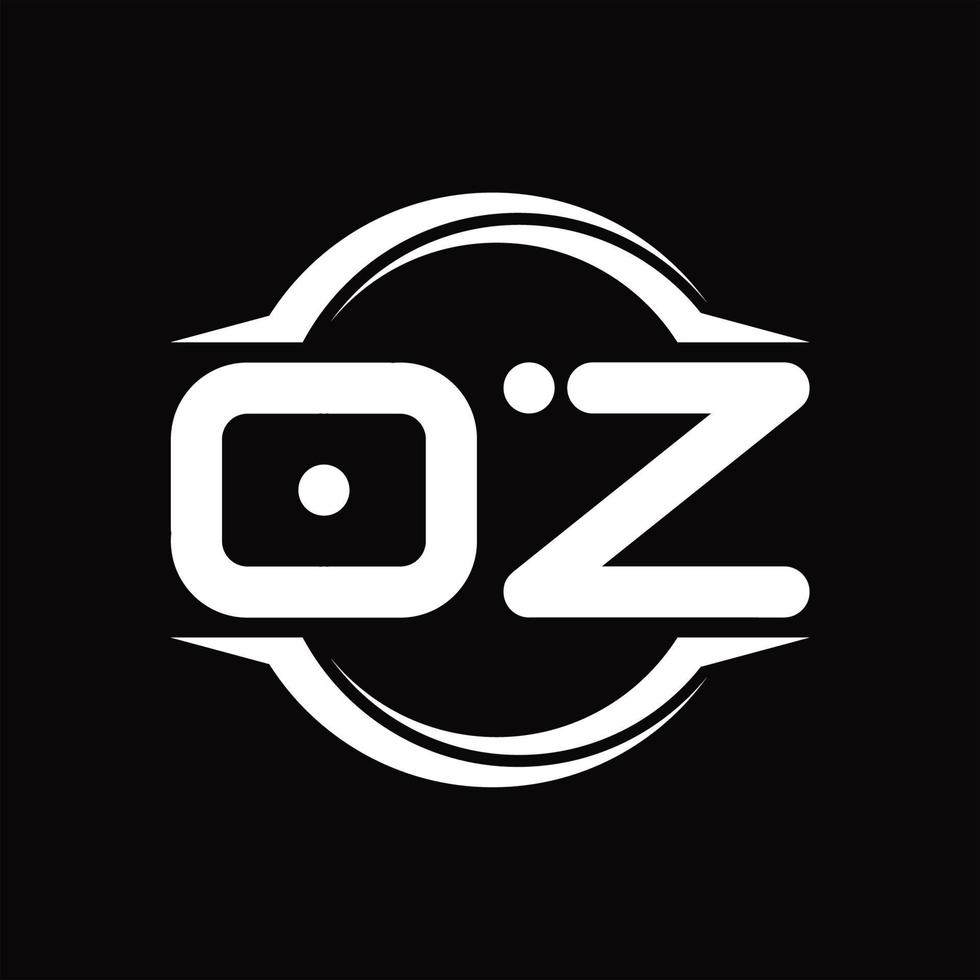 oz logo monogramma con cerchio arrotondato fetta forma design modello vettore