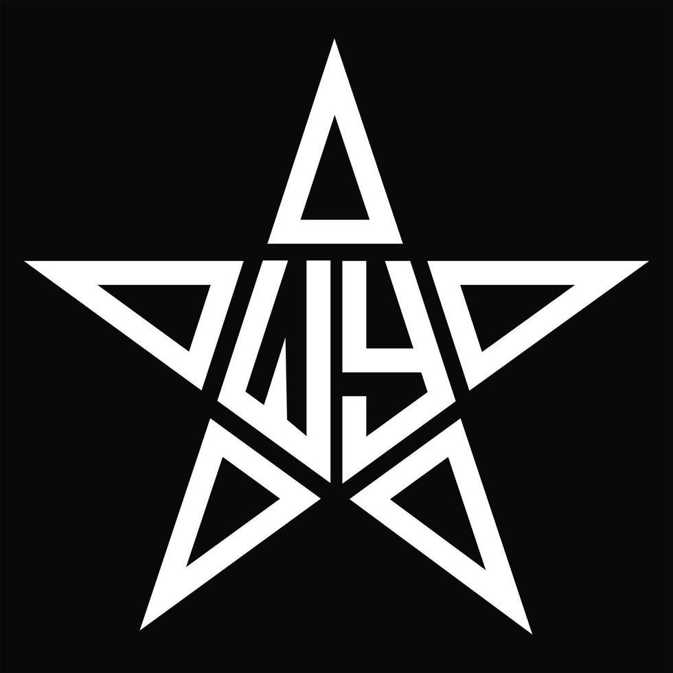 wy logo monogramma con stella forma design modello vettore