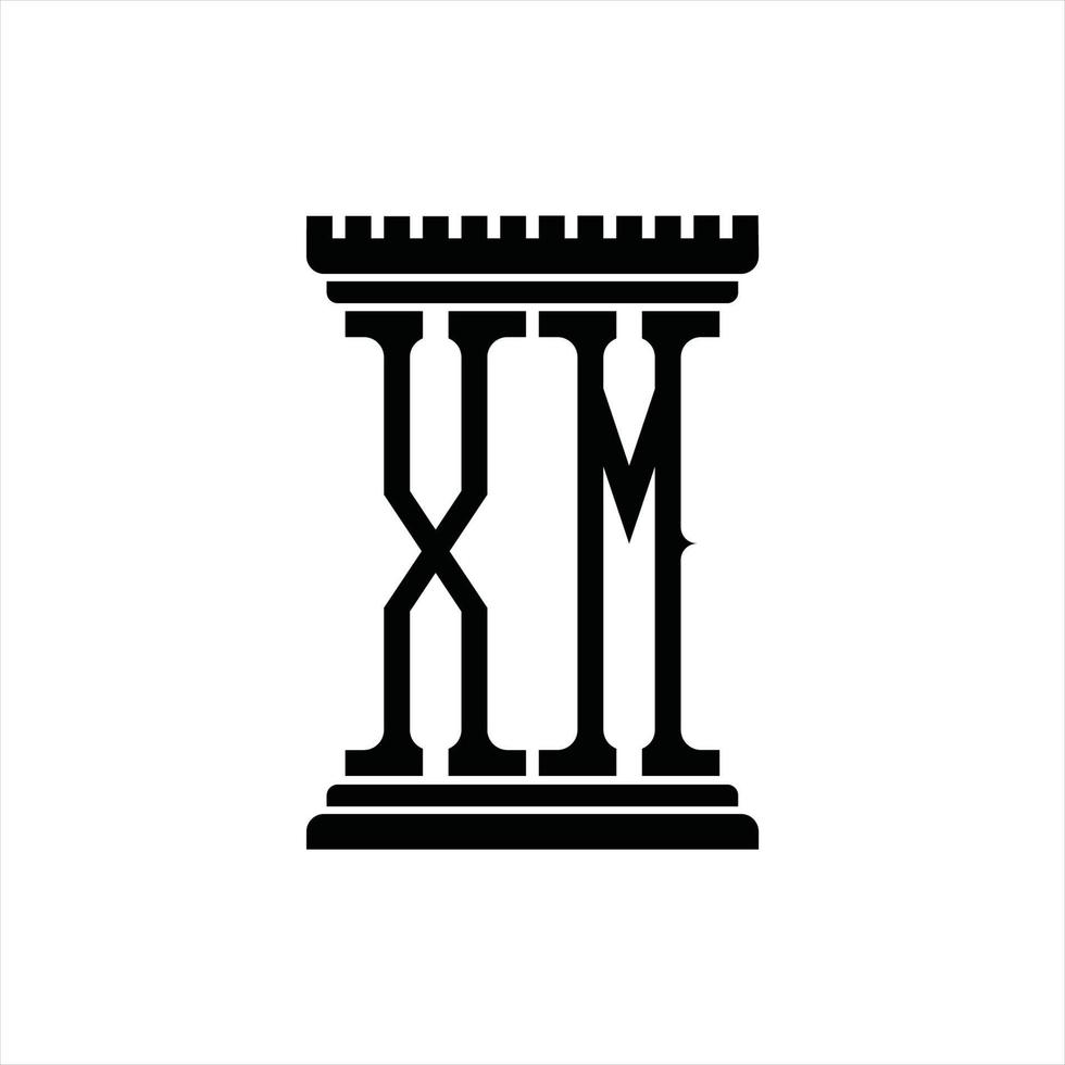 xm logo monogramma con pilastro forma design modello vettore