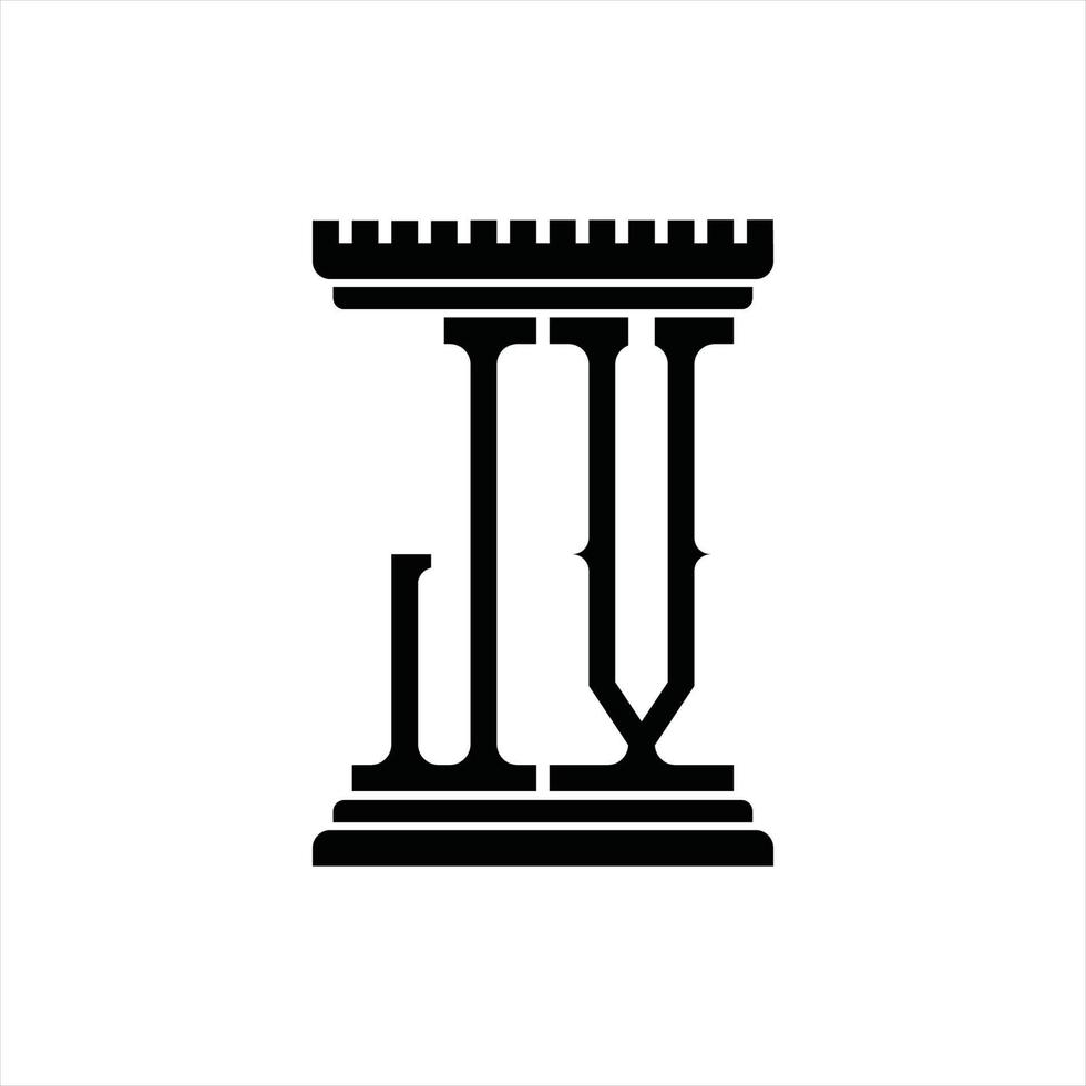 jv logo monogramma con pilastro forma design modello vettore