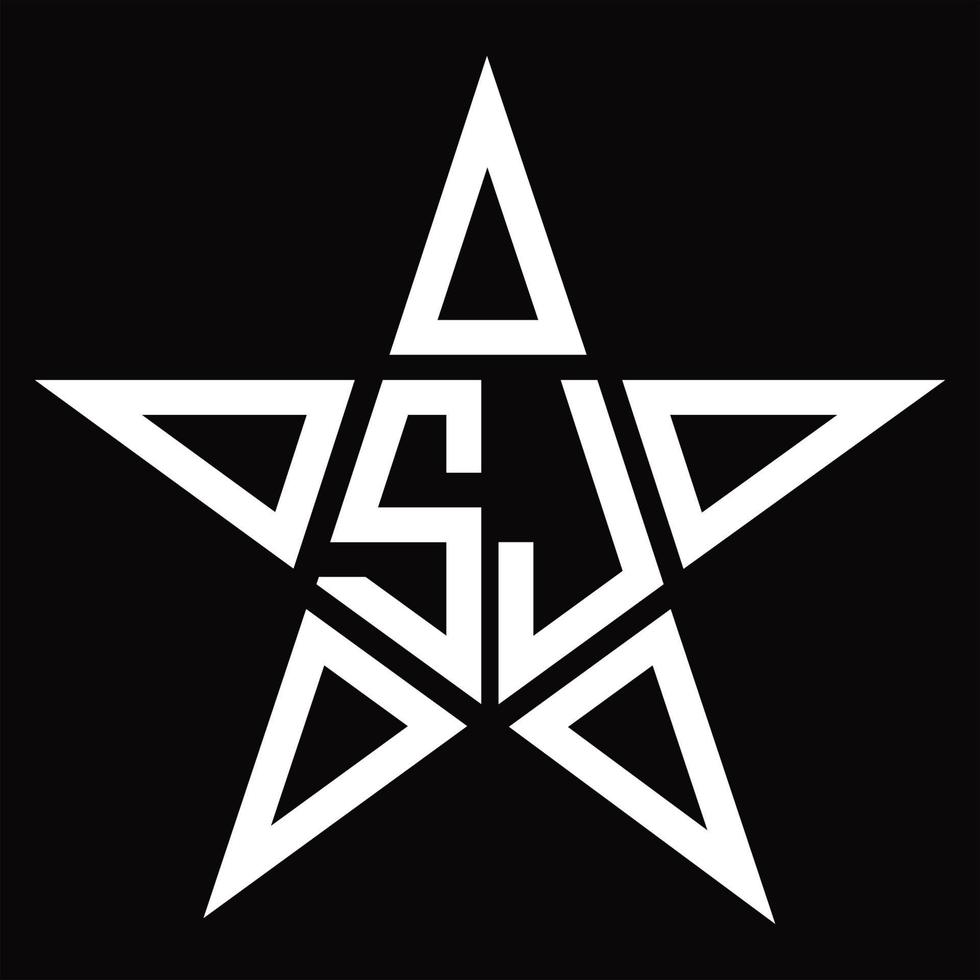 sj logo monogramma con stella forma design modello vettore