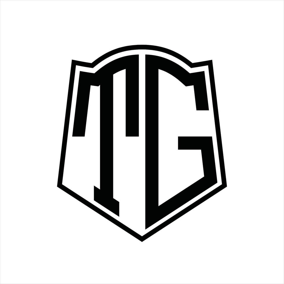 tg logo monogramma con scudo forma schema design modello vettore