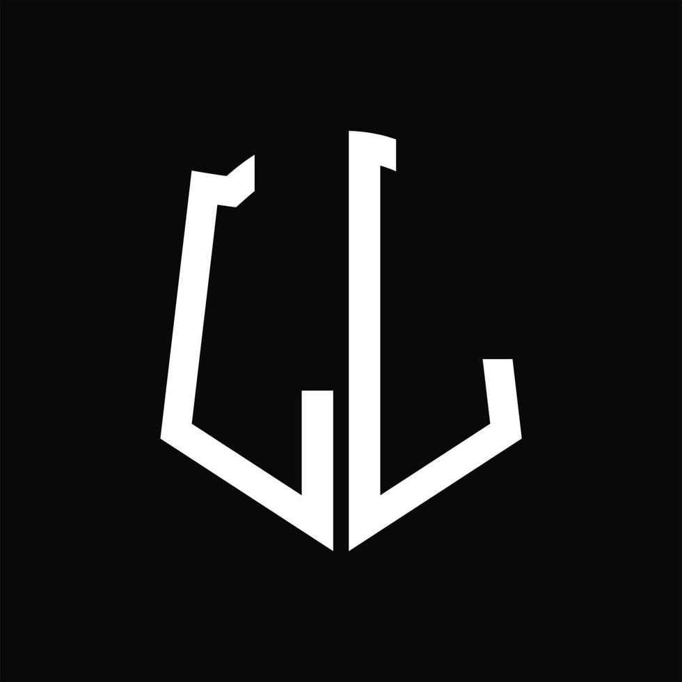 ll logo monogramma con scudo forma nastro design modello vettore