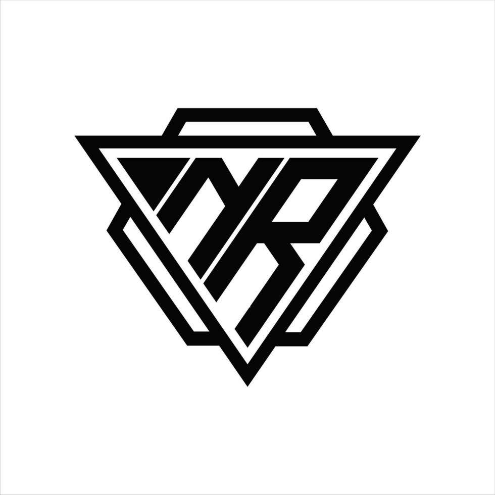 nr logo monogramma con triangolo e esagono modello vettore