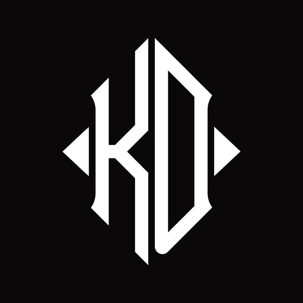 kd logo monogramma con scudo forma isolato design modello vettore