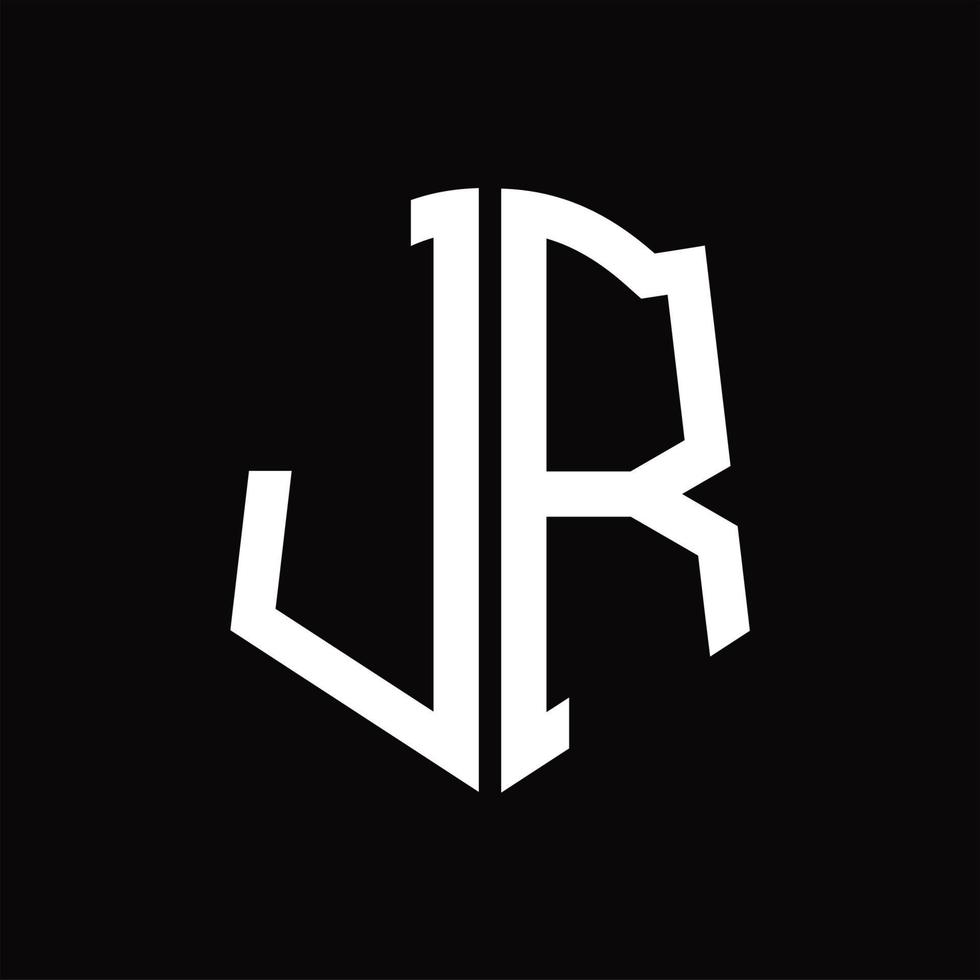 jr logo monogramma con scudo forma nastro design modello vettore