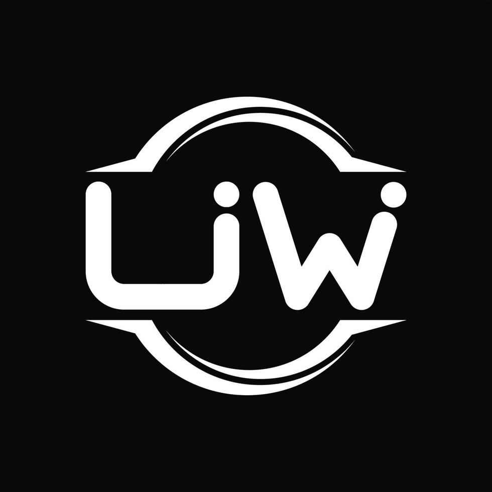 uw logo monogramma con cerchio arrotondato fetta forma design modello vettore