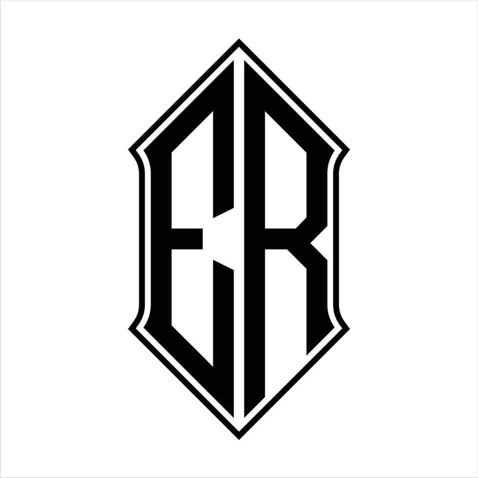 er logo monogramma con forma di scudo e schema design modello vettore icona astratto