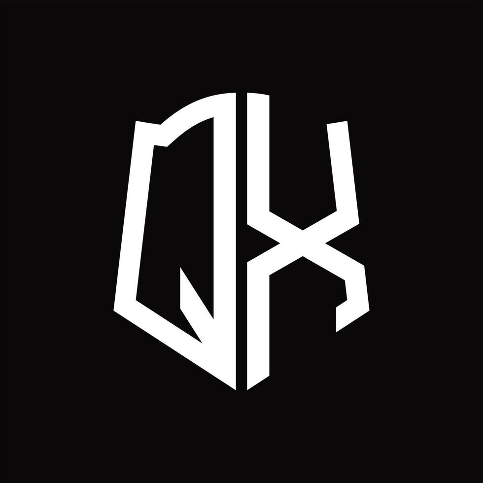 qx logo monogramma con scudo forma nastro design modello vettore
