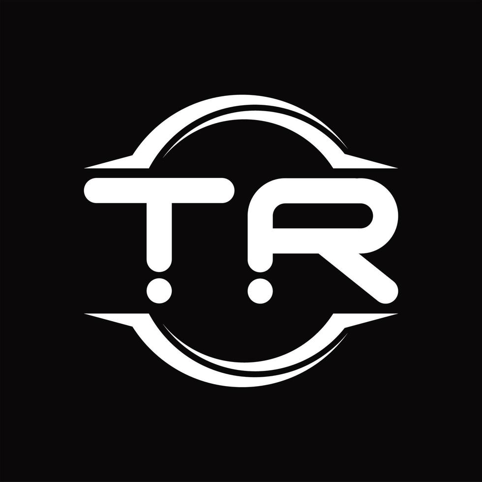 tr logo monogramma con cerchio arrotondato fetta forma design modello vettore