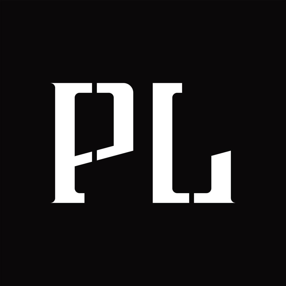 pl logo monogramma con mezzo fetta design modello vettore