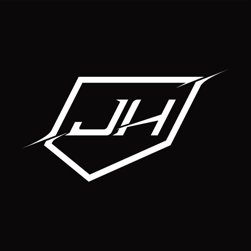 jh logo monogramma lettera con scudo e fetta stile design vettore