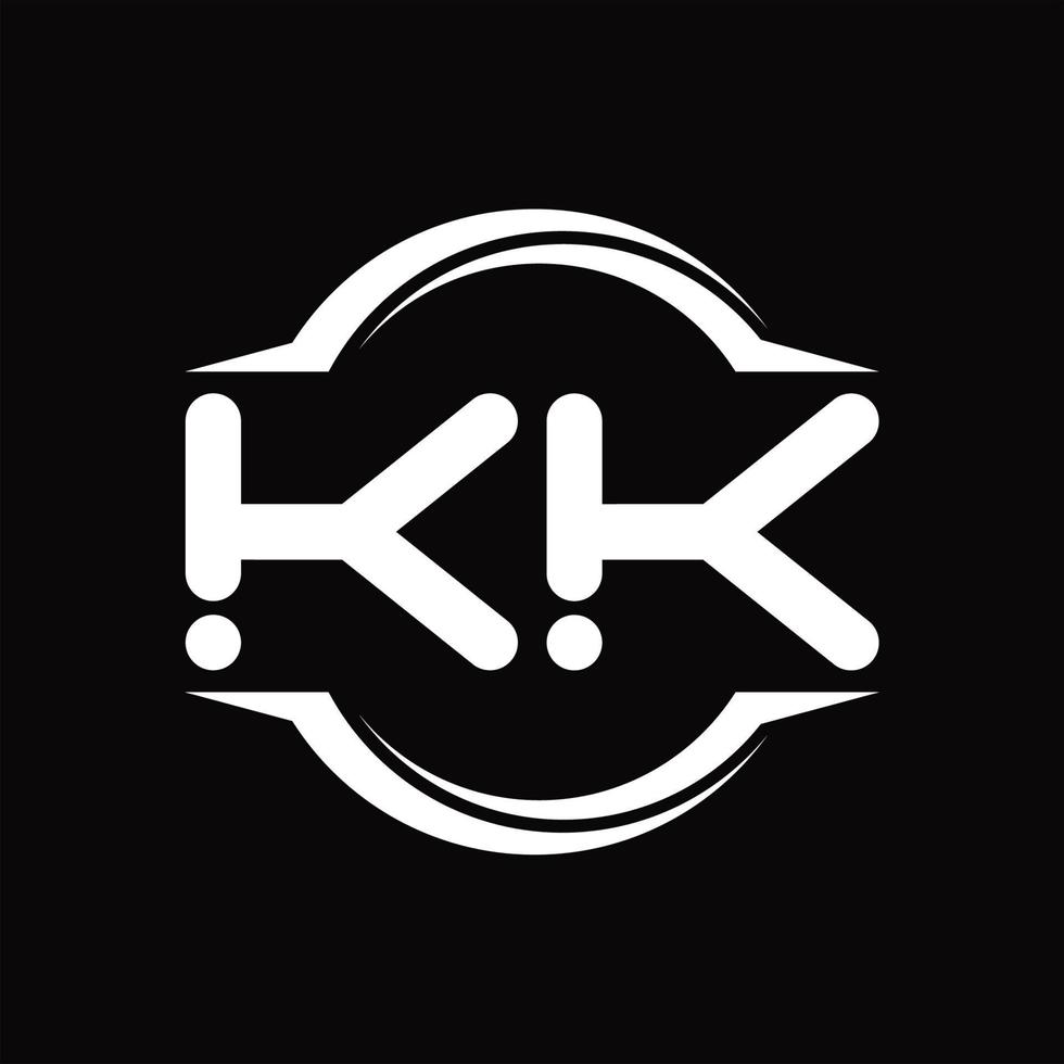 kk logo monogramma con cerchio arrotondato fetta forma design modello vettore