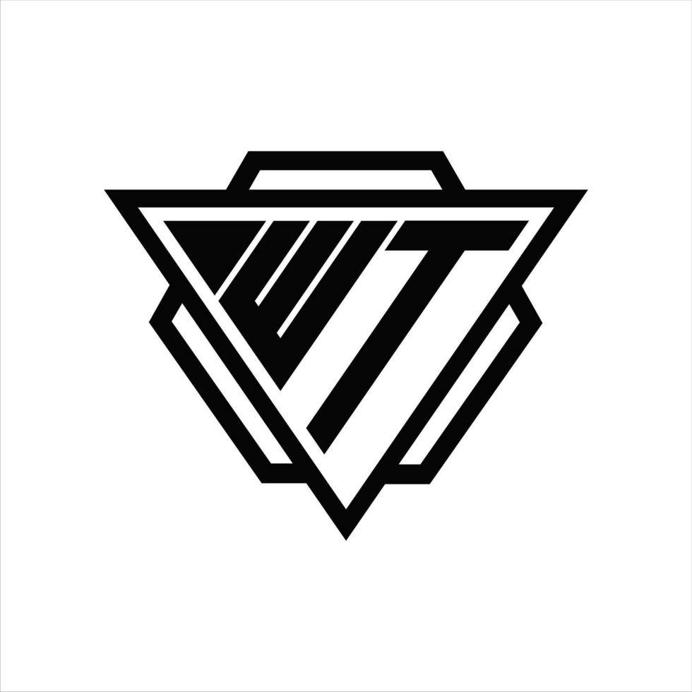 wt logo monogramma con triangolo e esagono modello vettore