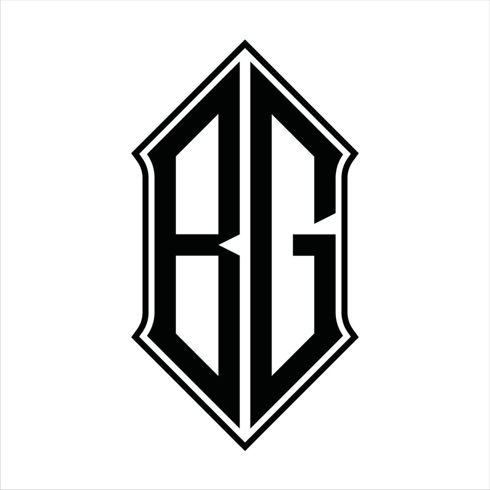 bg logo monogramma con forma di scudo e schema design modello vettore icona astratto