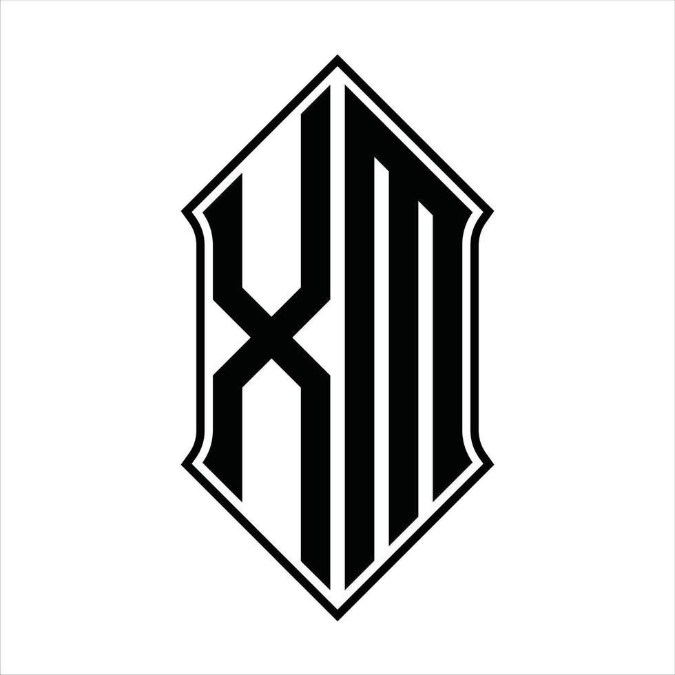 xm logo monogramma con forma di scudo e schema design modello vettore icona astratto