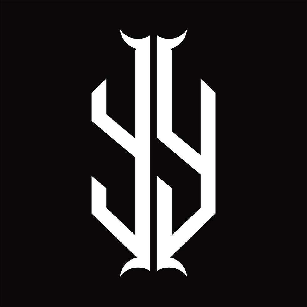 yy logo monogramma con corno forma design modello vettore